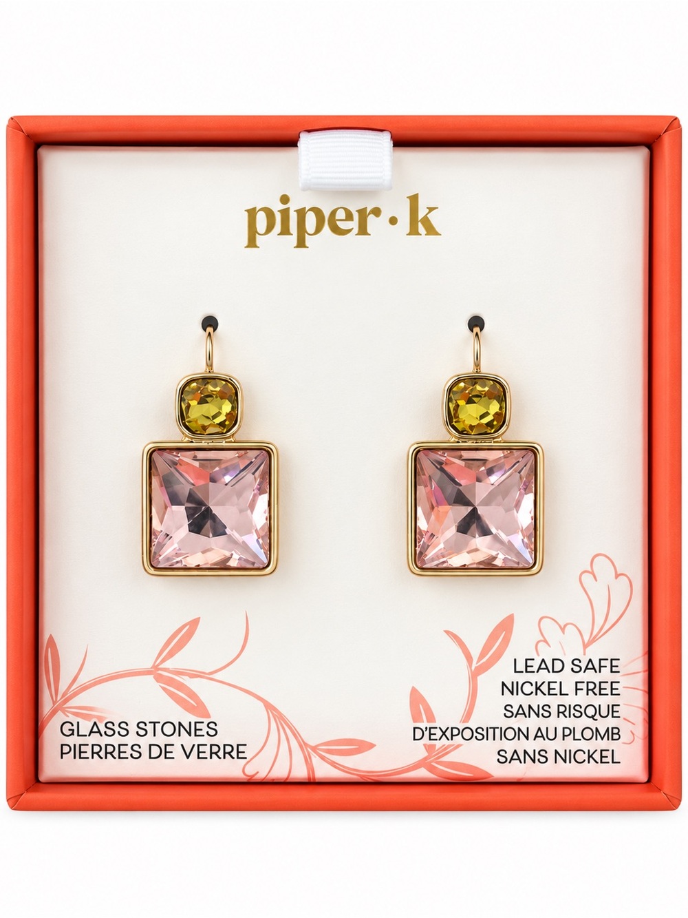 Piper Gold-Tone Earrings with Pink and Yellow Glass Stones